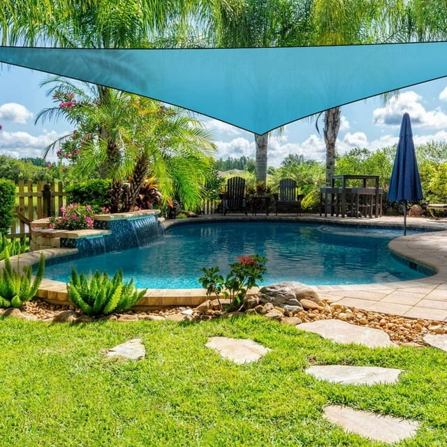 JUNWELL Triangle Sun Sail Shade 13ft Shade Sail Canopy Durable Outdoor Patio Fabric UV Protection Green