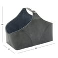 thumbnail image 3 of DecMode 16" Dark Gray Leather Box Style Single Slot Magazine Holder with Detail Stitching and Curved Handles, 3 of 8