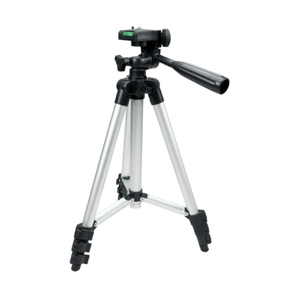 Trípode telescópico giratorio de 360 grados con altura ajustable y montura de liberación rápida estándar de 1/4 de pulgada para cámara DSLR IXUS/monitor LCD/videocámara (plateado)
