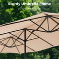 thumbnail image 6 of Alpha Joy 13x6.5ft Double-Sided Extra Large Outdoor Patio Market Rectangle Umbrella with Crank Handle, Beige, 6 of 8