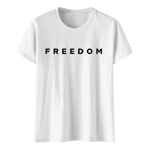 Freedom Printed Casual T-Shirt for Man Women, White, XXL