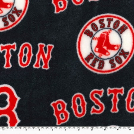 MLB Boston Red Sox 58" 100% Polyester Fleece Sports Logo Fabric By the Yard, Blue and Red