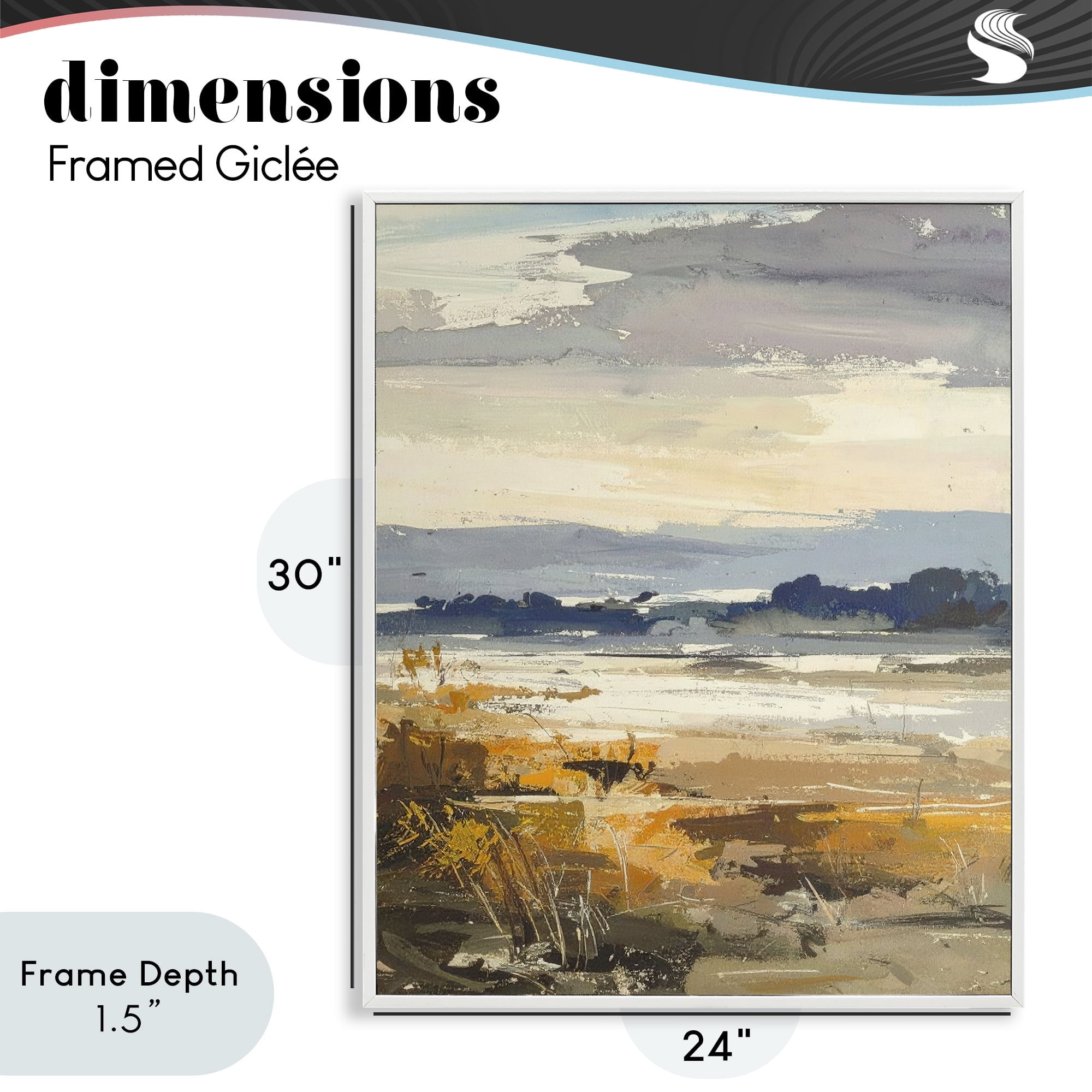 Stupell Industries Distant Horizon Abstract White Framed Giclee Art, design by Alonza Saunders