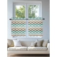 thumbnail image 4 of Teal Brown Ombre Tier Curtains 36 Inch Length,Sheer Curtains for Bedroom Living Room,Geometric Striped Water Ripple White Rod Pocket Voile Drapes Kitchen Curtains for Small Window 27.5"x36" 2 Panels, 4 of 7