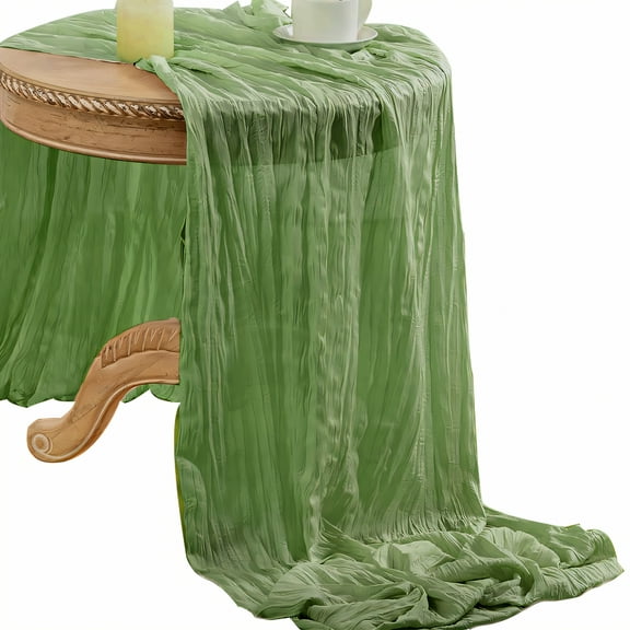 AUQ Summer Table Runner,Light Texture Summer Table Runner,Polyester Material Farmhouse Table Runner,Greeen