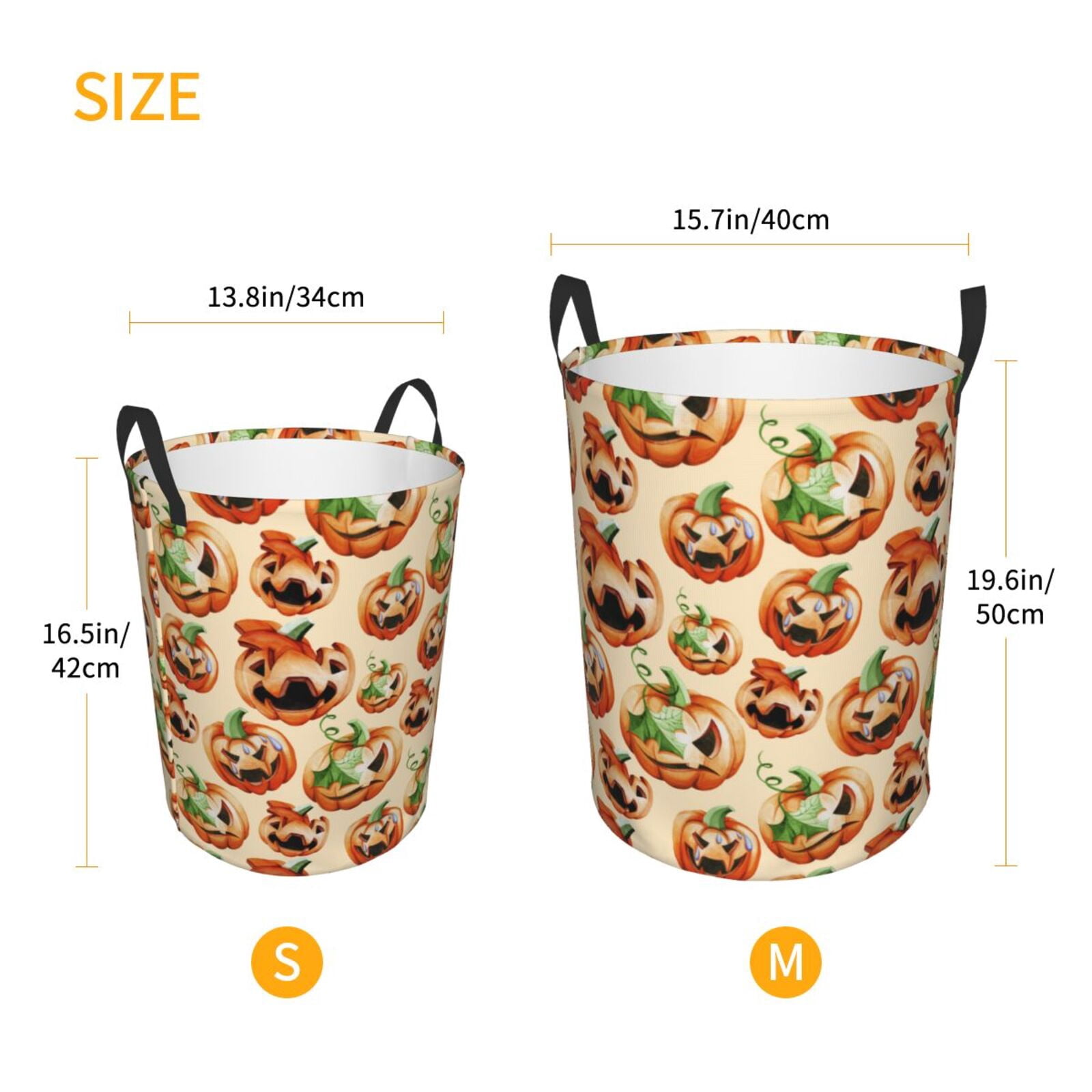 Large Laundry Basket with Handles - halloween pumpkins funny Kids Baby Dirty Clothes Laundry Hamper for Bedroom Aesthetic