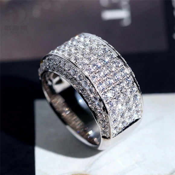 Anillo conmemorativo de diamante completo exquisito a la moda, regalo de joyería de boda de compromiso para mujer Wmkox8yii fajkfhkj2508
