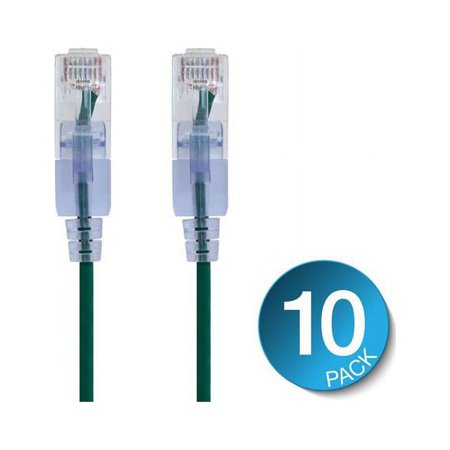 UPC: 0889028044759 | Monoprice 16345 SlimRun Cat6A Ethernet Patch Cable with Snagless RJ45 UTP Pure Bare Copper Wire  Green – 10G – 30AWG – 5 ft.