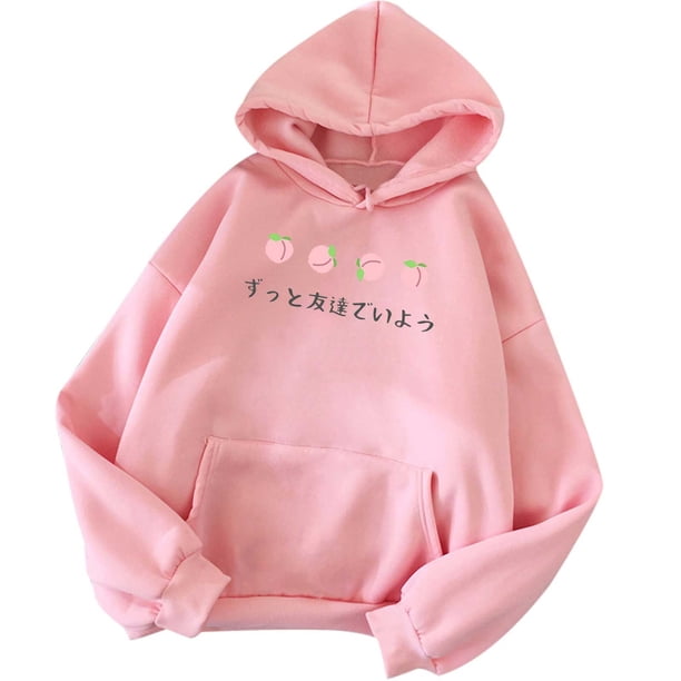 Suéter de manga larga informal con estampado de fresa suelto bonito para mujer Pompotops gfhjh24128