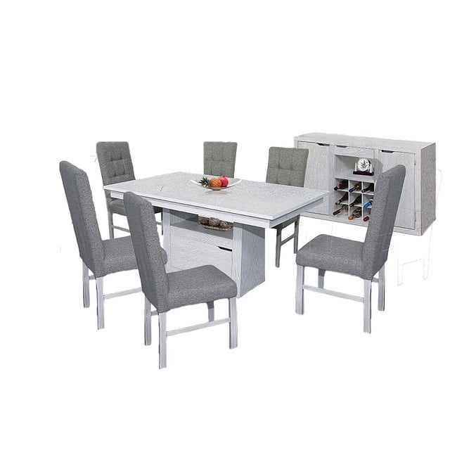 Comedor Kessa Muebles Belgica 6 Sillas con Buffet Gris