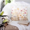 thumbnail image 4 of Colorful Wildflower Throw Pillow Covers, Soft Pillowcases with Invisible Zipper, Botanical Vintage Floral Country Retro Square Pillow Cushion Covers for Living Room Couch Sofa Bed 18x18 Inches, 4 of 8