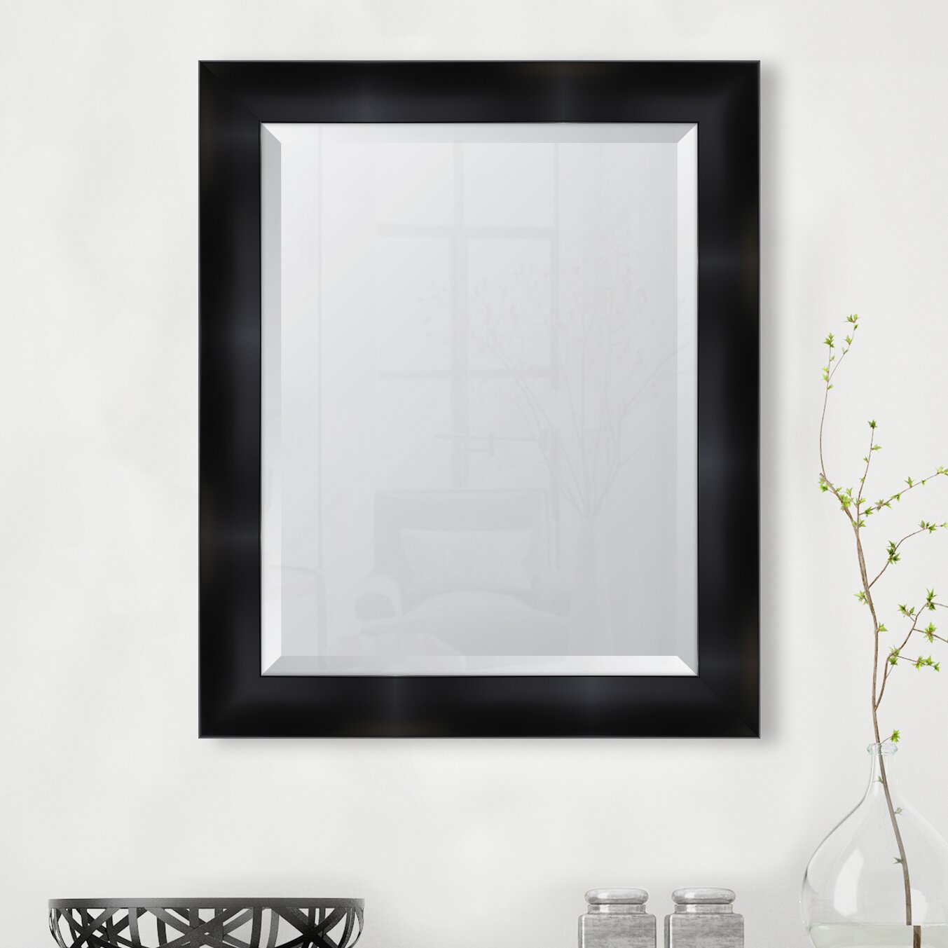 Black Resin Frame Wall Mirror