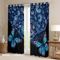 thumbnail image 2 of Feelyou Dreamy Blue Butterfly Black Out Curtains, Western Bohemian Paisley Curtains Pack of 2 (42x63 Each), Vintage Damask Flower Bedroom Curtains, Blackout Curtains Home Decor, 2 of 6