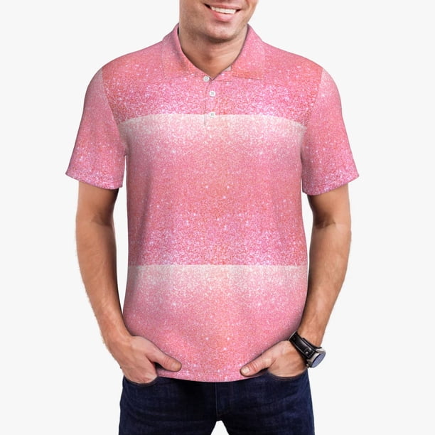 Fotbe Sparkly Glitter Camiseta Polo de Golf para Hombre con Estampado – Camisa Deportiva Transpirable con Cuello Abotonado-XX-Large