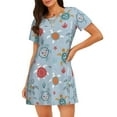 thumbnail image 1 of Fotbe Sea Turtle Bata de Dormir para Mujer con Estampado, Camisón de Algodón de Manga Corta, Ropa de Dormir Casual, 1 of 6