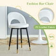 thumbnail image 5 of Set of 2 White PU Bar Stools, 360° Swivel with Black Metal Legs for Kitchen & Bar, 5 of 10