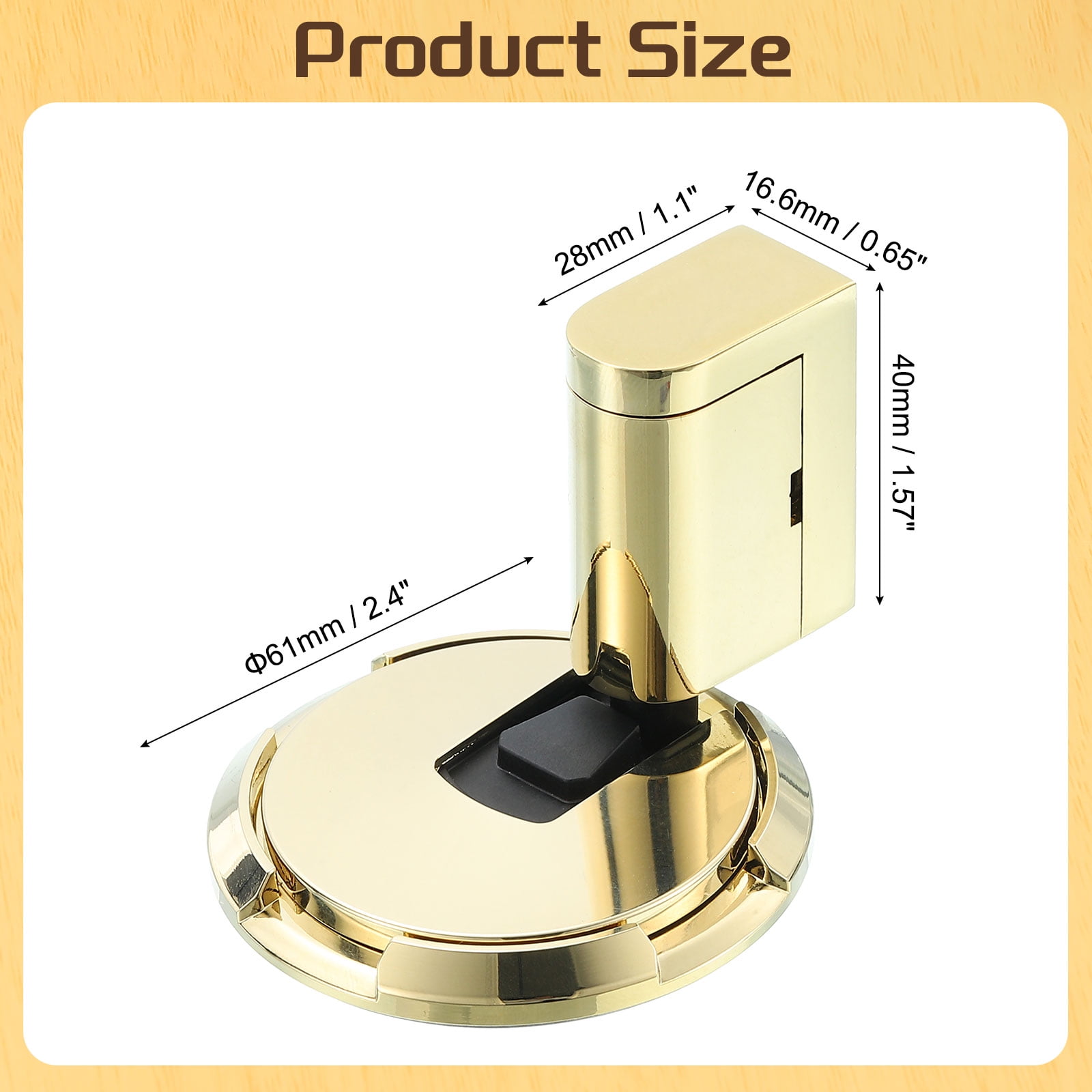 Magnetic Door Stopper, Silent Magnetic Floor Door Stop with Adhesive, Gold