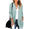 thumbnail image 3 of 2023 Otoño Invierno Mujer Frente Abierto Manga Larga Suelto Slouchy Waffle Chunky Knit Cardigan Suéter con Bolsillos, 3 of 5