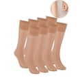 thumbnail image 3 of Gustave 4 Pairs Women's Sheer Knee Highs Stockings Elastic Silk Short Socks Female Everyday Knee High Socks, One Size, Skin, 3 of 9