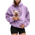thumbnail image 4 of larppty Cat Pouch Hoodie for Women Dog Pouch Sweatshirts Pet Carrier with Big Pocket Pullover Animal Holder Drawstring Long Sleeve Tops (Purple, XXL), 4 of 7