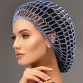 thumbnail image 5 of 2 Pieces Mesh Hair Net Rayon Knit Snood Women Crocheted Sleep Cap (Gray), 5 of 7