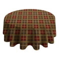 thumbnail image 4 of Brown Red Yellow Plaid Checkered Pattern Round Tablecloth 60"x60",Wrinkle Wipeable Table Cloth for Kitchen Dining Room Picnic Patio Party, 4 of 6
