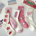 thumbnail image 1 of Chaussettes Mi-Longues Décontractées à Fleurs Roses Automne et Hiver, Chaussettes Simples et à la Mode pour Femmes, 1 of 6