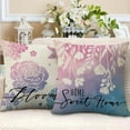 thumbnail image 4 of Spring Summer Decorative Throw Pillow Covers 18 x 18 Set of 4, Rose Floral Flower Home Sweet Home Porch Patio Outdoor Pillowcase, Butterfly Bloom Gather Stay Awhile Cushion Case Home Decor, 4 of 6