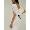 thumbnail image 4 of Women White Cowl Neck Drape Fit And Flare Maxi Dress, 4 of 7