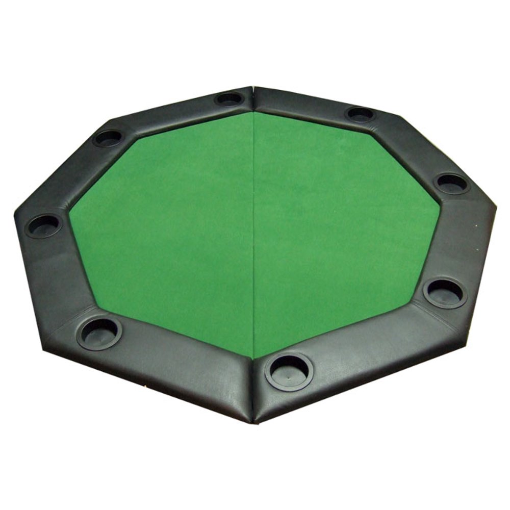 Padded Octagon Folding Poker Table Top w/ Cup Holders Green