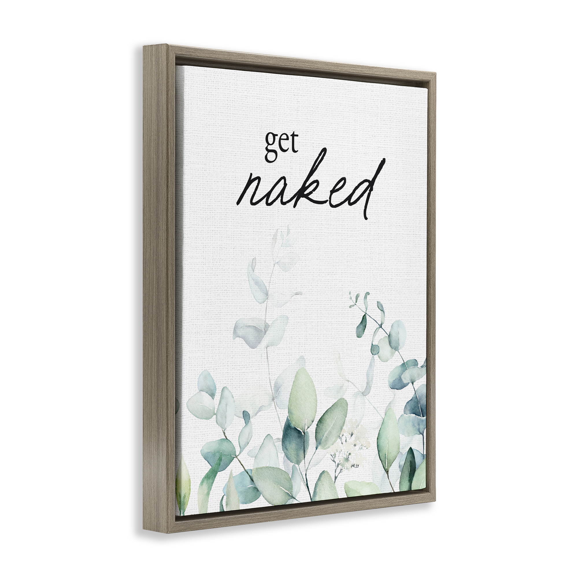Get Naked Minimal Herbs Brown Framed Floater Canvas Wall Art, design by Lettered and Lined