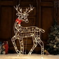 thumbnail image 3 of Christmas Reindeer Decoration Outdoor Light Up Deer Family with Warm Light 2D Standing Deer for Holiday Yard Garden Lawn Decor, 3 of 7