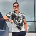 thumbnail image 4 of Fotbe Majestic Wolf Landscape Pattern Men’s Golf Polo Shirt – Breathable Performance Golf Shirt with Button-Down Collar-Small, 4 of 6