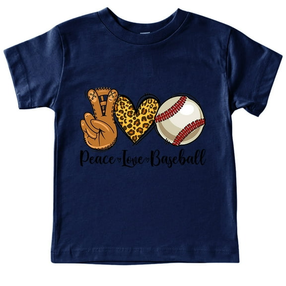Mrzhqd T-Shirts For Boys Peace Love Baseball Children T Shirt Round Neck Short Sleeved T Shirt For 8-9 Years