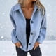thumbnail image 3 of Womens Blend Coat Lapel Collar Long Sleeve Button Coat Solid Color Fall Winter Coat Y XXXL, 3 of 4