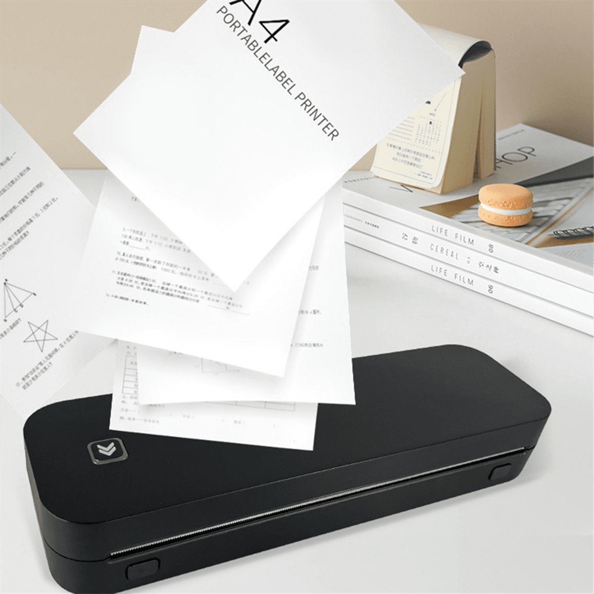 Portable Mini A4 Printer No Ink Printing A4 Thermal Printer for Phone PC Tattoo Transfer Printer Black