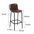 thumbnail image 7 of 31 Inch Bar Height Chair Brown Genuine Leather Upholstery Black Iron Metal Frame - Saltoro Sherpi, 7 of 7