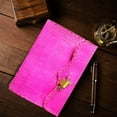 thumbnail image 6 of Jaald 10" Leather Journal Blank Notebook Handmade Travel Diary with Lock Writing Bullet Journal Christmas Gift Pink Sketchbook for Artists, 6 of 8