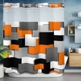 thumbnail image 2 of Modern Abstract Art No Hook Shower Curtain with Snap in Liner Orange Gray Black Rectangular Waterproof Bathroom Shower Curtain with See Through Top Window for Bathtub 72" x 78", 2 of 9