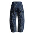 thumbnail image 6 of kaondbfi Women's Print Cropped Pants High Waist Button Fly Casual Loose () Fabric Baggy Trousers with Pockets for Summer, 6 of 6