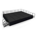thumbnail image 2 of National Public Seating SG483210C-04-SS10 16 x 20 ft. Blue Carpet Stage with Black Shirred Pleat Skirting, 32 in. Height, 2 of 4