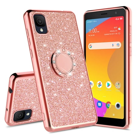 Galaxy Wireless Case for TCL A3 A509DL / TCL A30 / TCL ION Z Case Glitter Ring Kickstand Phone Cover Case - Rose Gold