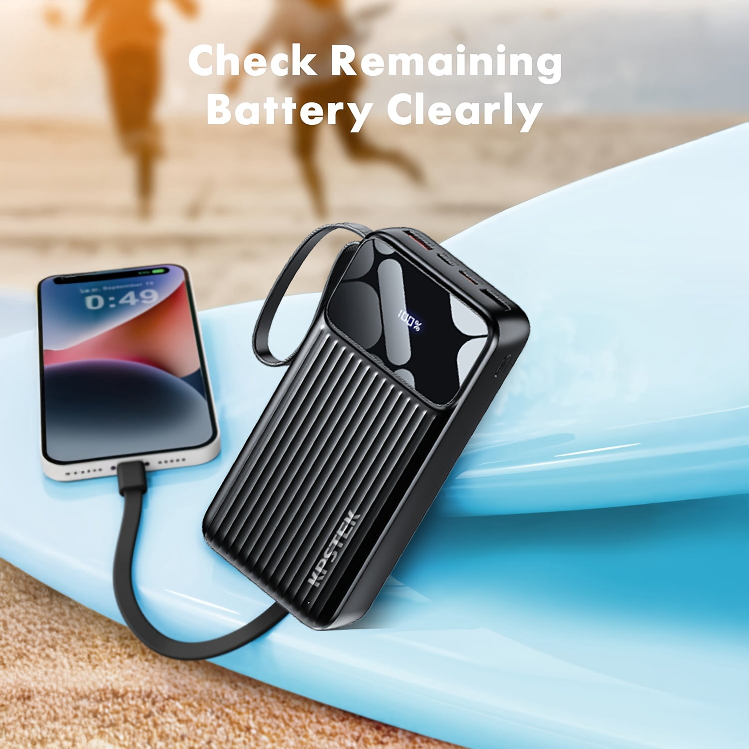 20000mAh Portable Charger Power Bank Battery Pack | 22.5W Fast Charging PowerBank with Built In 4 Cables, Travel Camping Essential USB-C Portable Phone Charger for Phone Samsung Pixel Android (Black)