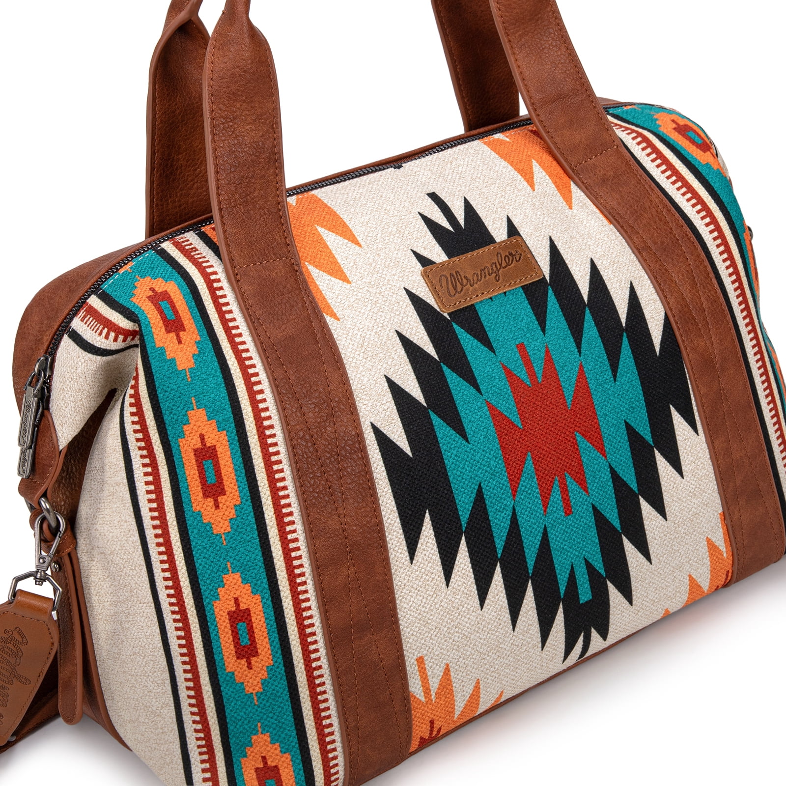 Wrangler Duffel Bag for Women Large Travel Weekender Bag Designer Aztec Carry On Bags Stylish, Aztec Beige