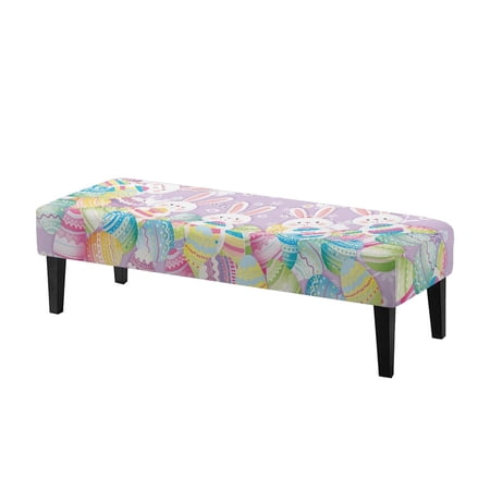 Uourmeti Easter Soft Dining Room Bench Slipcover Easter Bunny Egg Polyester Spandex Fabric Washable Dining Bench Protector for Home Dining