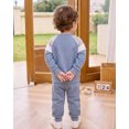 thumbnail image 5 of Toddler Baby Boy Clothes 2T Boys Fall Winter Outfits 3T Boys Long Sleeve Color-blocked Sweatshirt Pants 2PCS Clothing Set Blue, 5 of 6