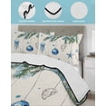 thumbnail image 4 of Quilts Twin Size Bedding Set, Blue Coastal Christmas Lightweight Quilted Comforter, Xmas Botanical Starfish Rustic Soft Reversible Bedspread Coverlet with Pillow Covers for All Season, 68" x 86", 4 of 7