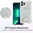 thumbnail image 3 of Compatible with iPhone 12 Mini Case Glitter Liquid Cute Clear Phone Case Floating Quicksand Shockproof Protective Bumper Silicone Soft TPU Case for iPhone 12 Mini 5.4 Inch Love Sliver YB, 3 of 6