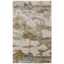 Feizy Aura Modern Watercolor, Gray/Ivory/Gold, 3'11" x 6' Accent Rug Easy Care Stain Resistant Fade Resistant Casual Abstract Floor Rug for Living room Bedroom