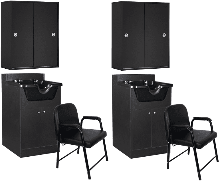 2 Beauty Salon Shampoo Cabinet With Bowl And Chair Package Pkg 09